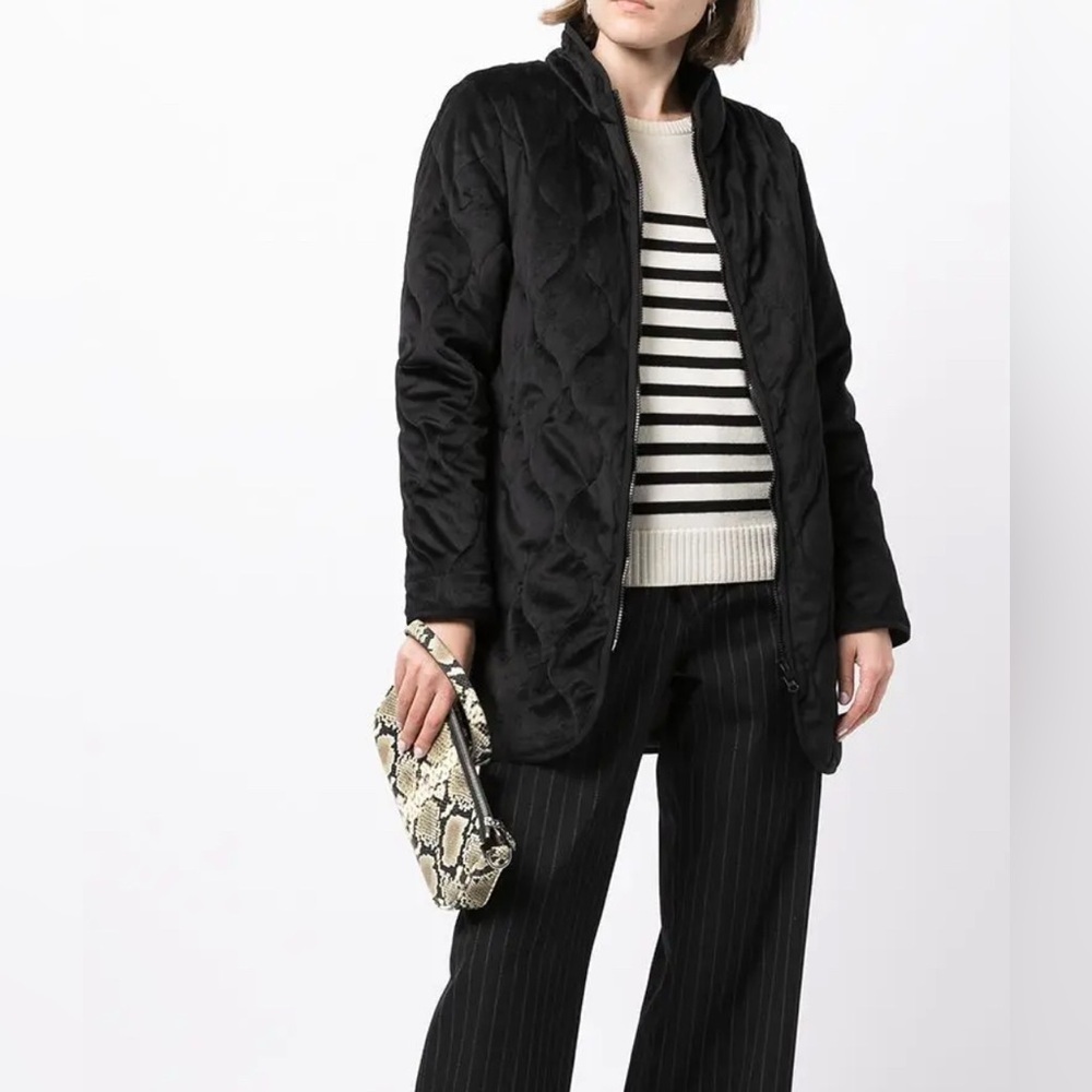 Unreal Fur Anthropologie XS Moon Shadow Quilted Jacket Black Mid-Length Zip Coat